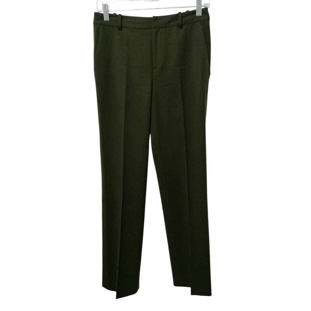 Lauren Ralph Lauren Petite Olive Wool Blend Dress Pants Size 2P Straight Leg